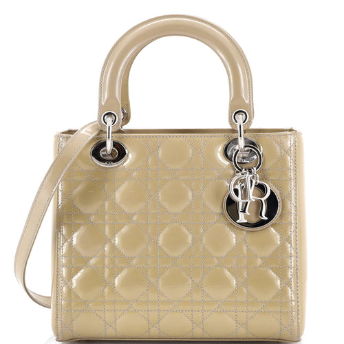 Lady Dior Bag Cannage Quilt Patent Medium