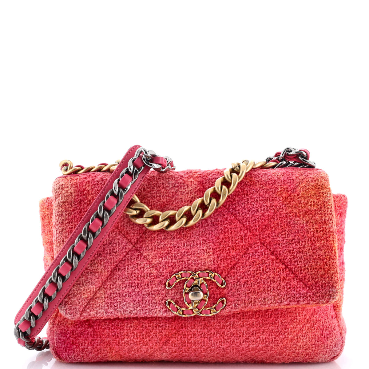 Chanel CHANEL 19 Flap Bag Quilted Tweed Medium