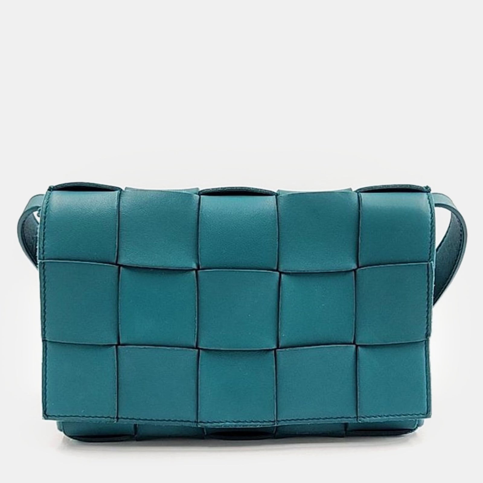 Bottega Veneta Blue Leather Cassette Shoulder Bag