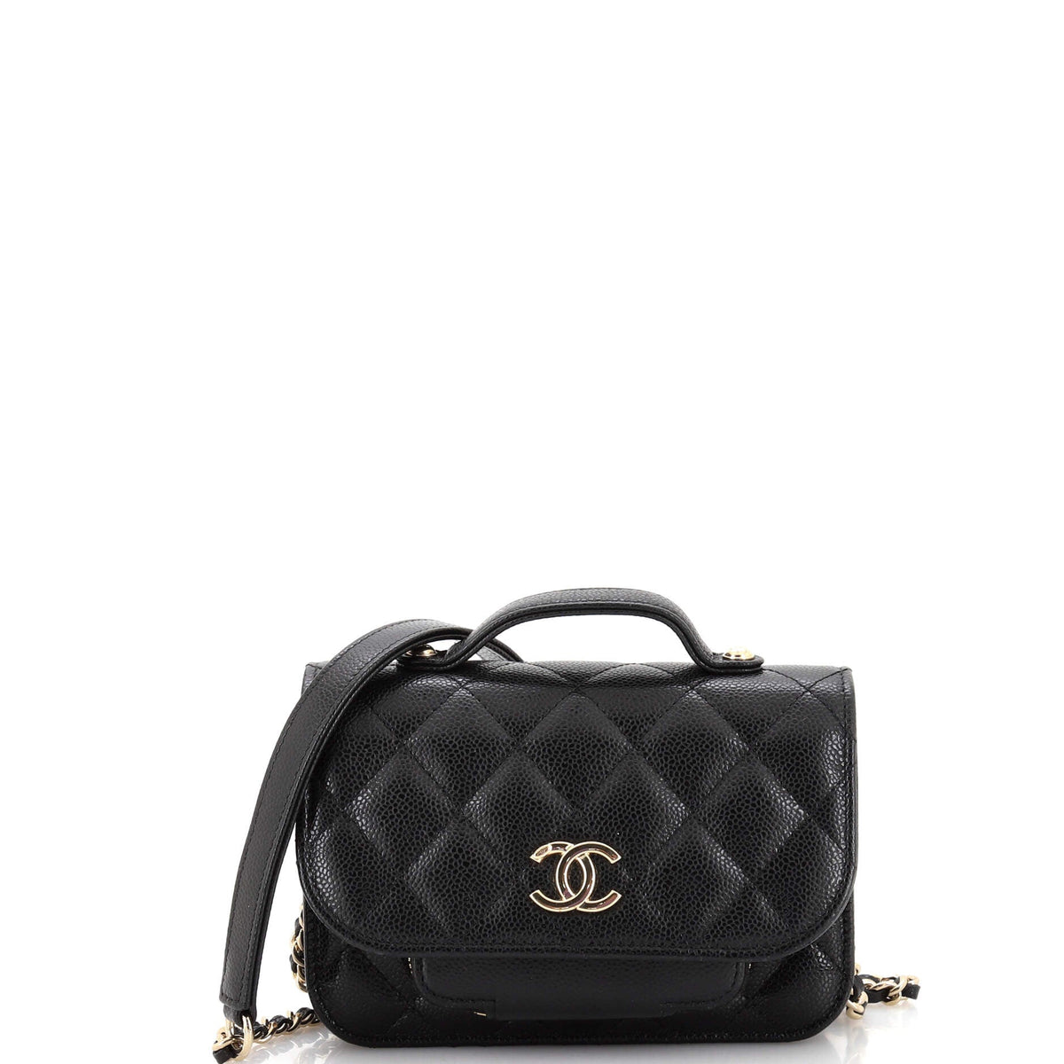 Chanel CHANEL Business Affinity Flap Clutch with Chain Quilted Caviar