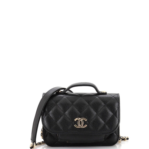 CHANEL Business Affinity Flap Clutch with Chain Quilted Caviar