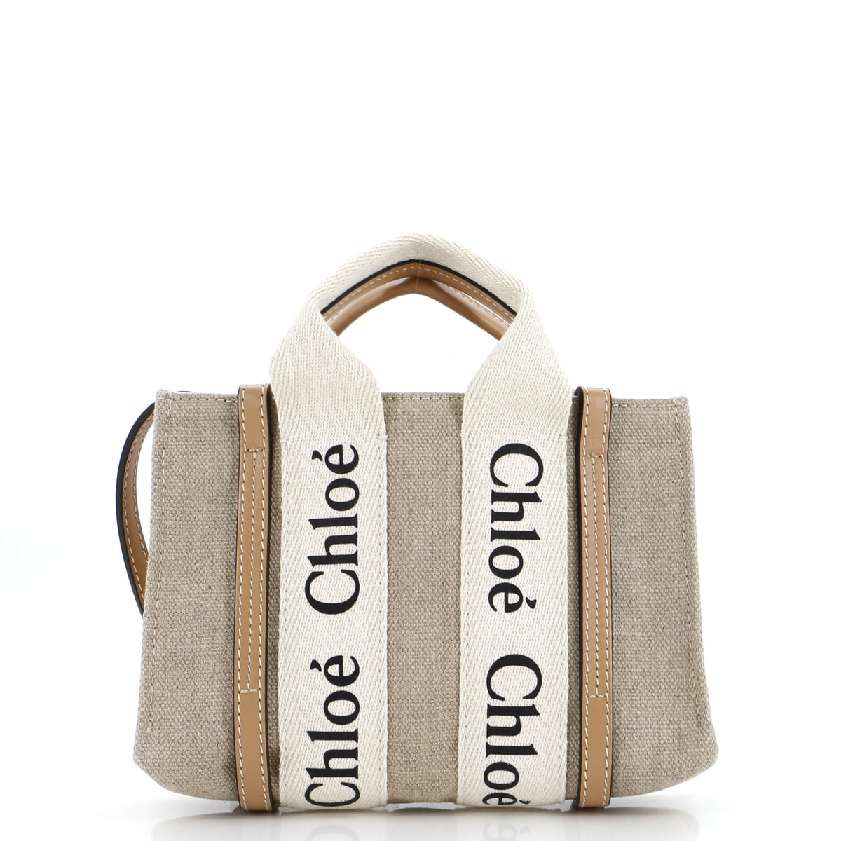 Chloe CHLOE Woody Convertible Tote Canvas with Leather Mini