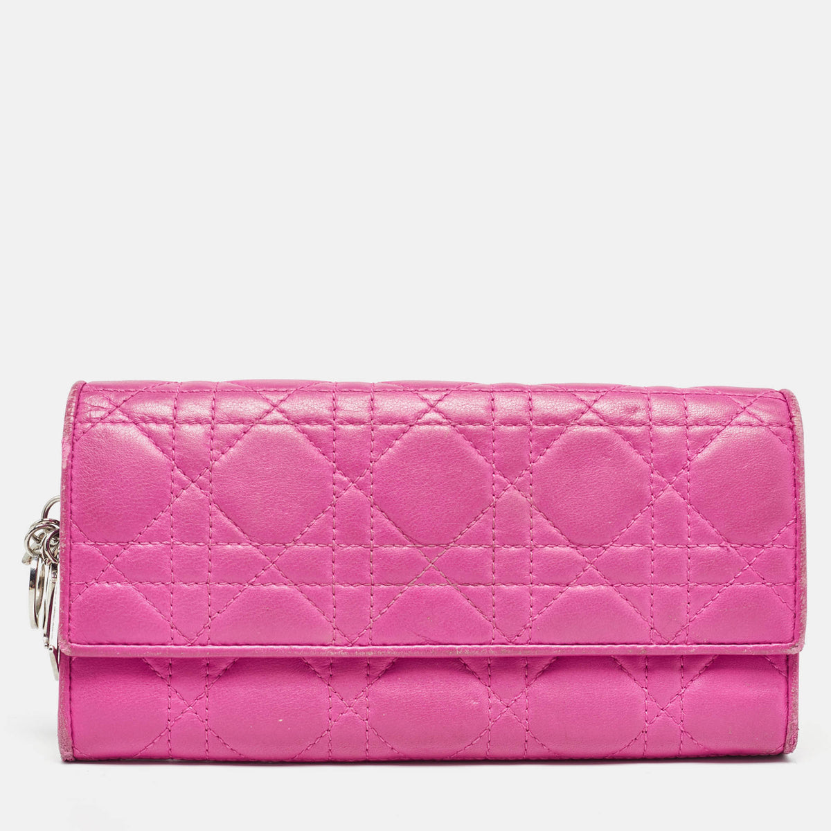 Dior Pink Cannage Leather Lady Wallet on Chain