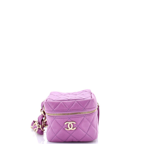 CHANEL CC Cube Zip Clutch with Chain Handle Quilted Lambskin