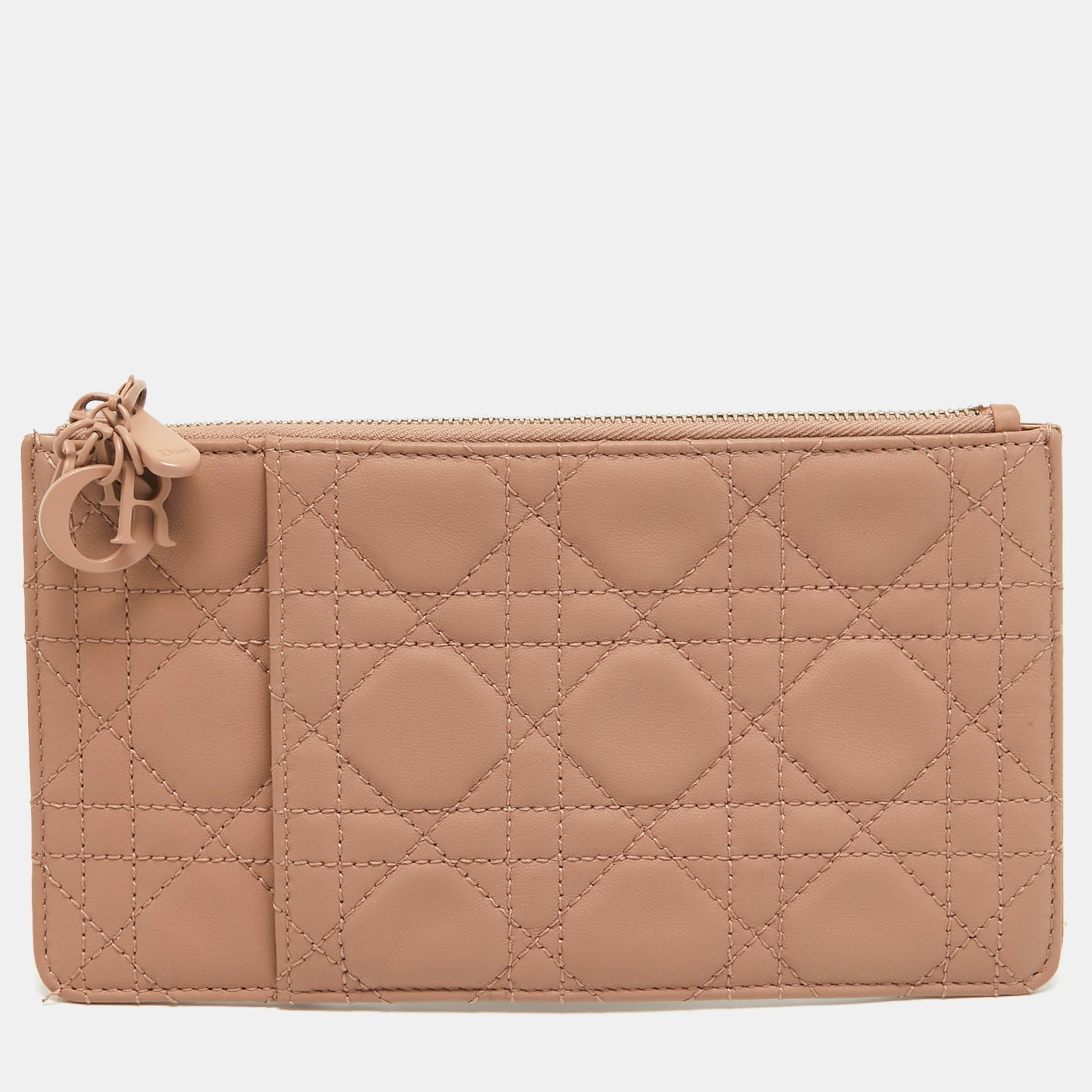 Dior Dusty Pink Cannage Leather Lady Zip Pouch