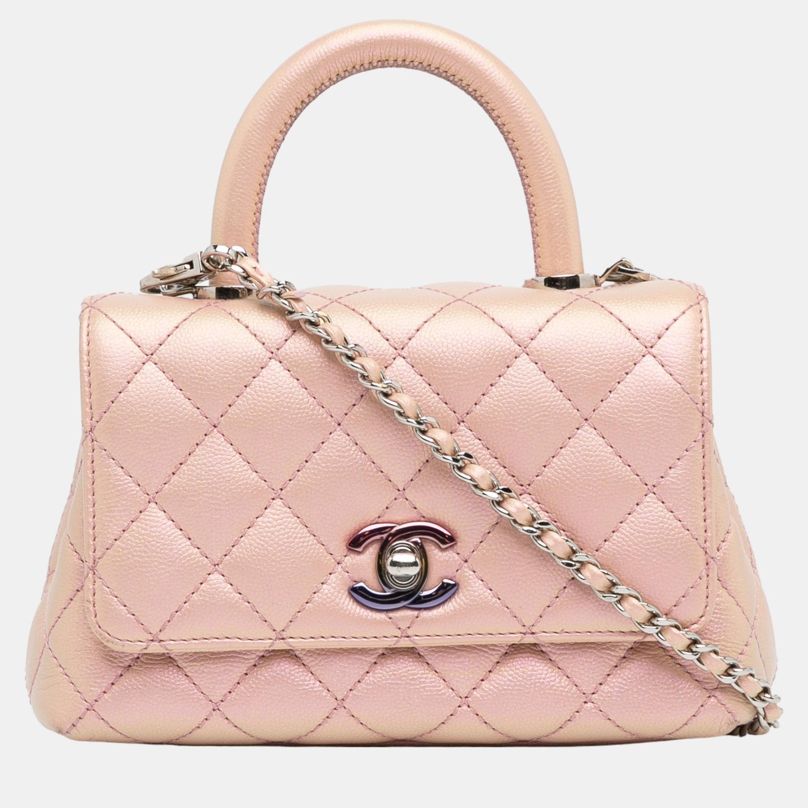 Chanel Pink Extra Mini Iridescent Caviar Coco Handle Bag