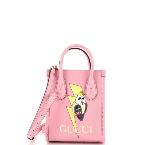 GUCCI Vertical Tote Bananya Printed Leather Mini