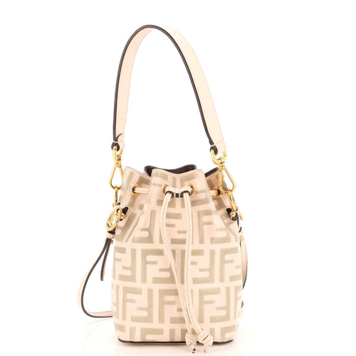 FENDI Mon Tresor Bucket Bag Zucca Embossed Leather Mini