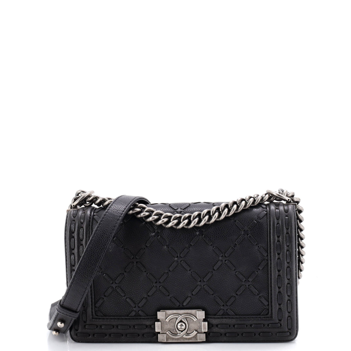 Chanel CHANEL Paris-Dallas Boy Flap Bag Whipstitch Caviar Old Medium