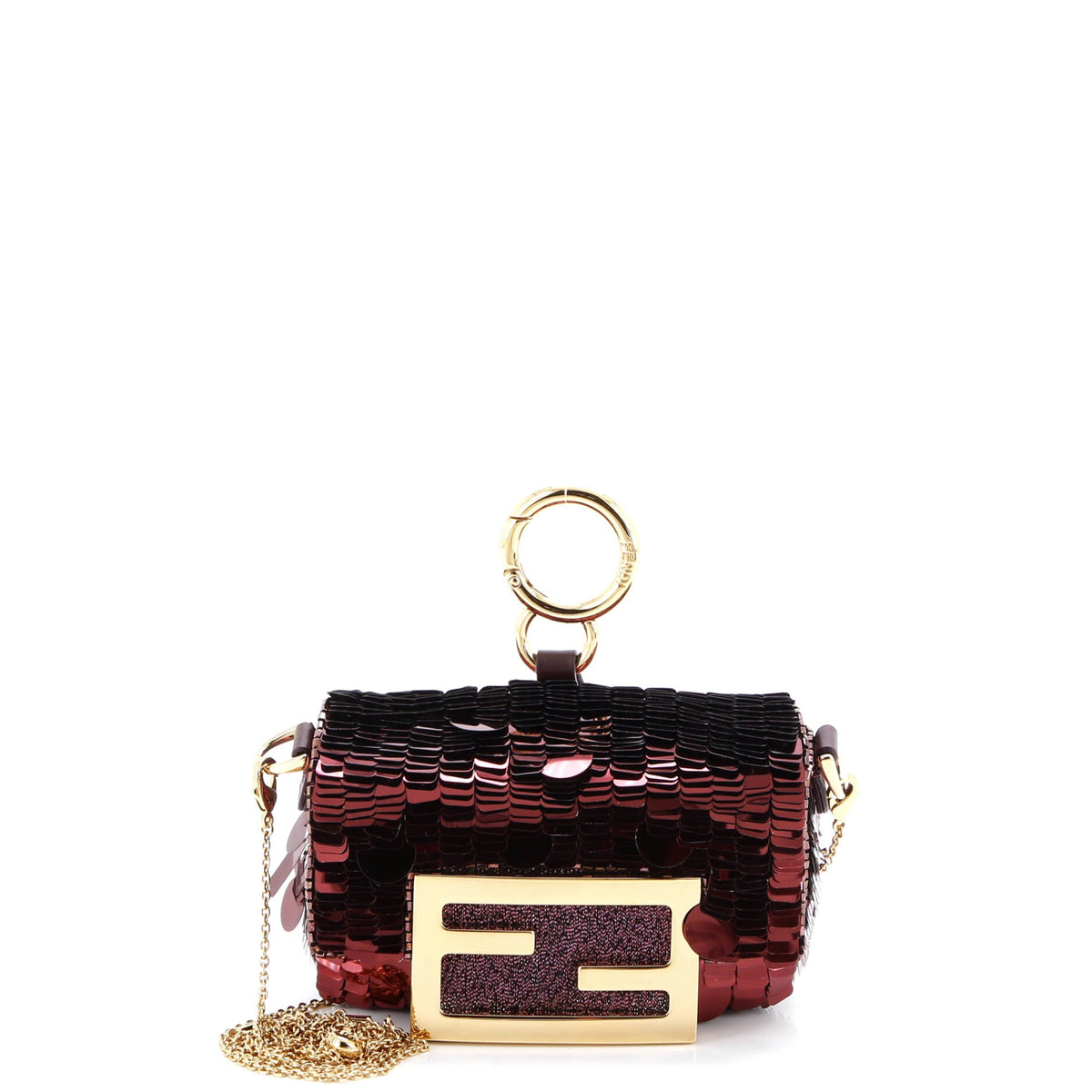Fendi FENDI Chain Baguette Charm Bag Sequins Nano