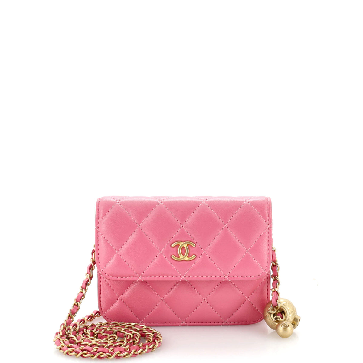 Chanel CHANEL Pearl Crush Flap Clutch with Chain Quilted Lambskin Mini