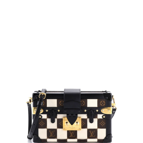 Petite Malle Handbag Damier Tressage Monogram Canvas and Leather