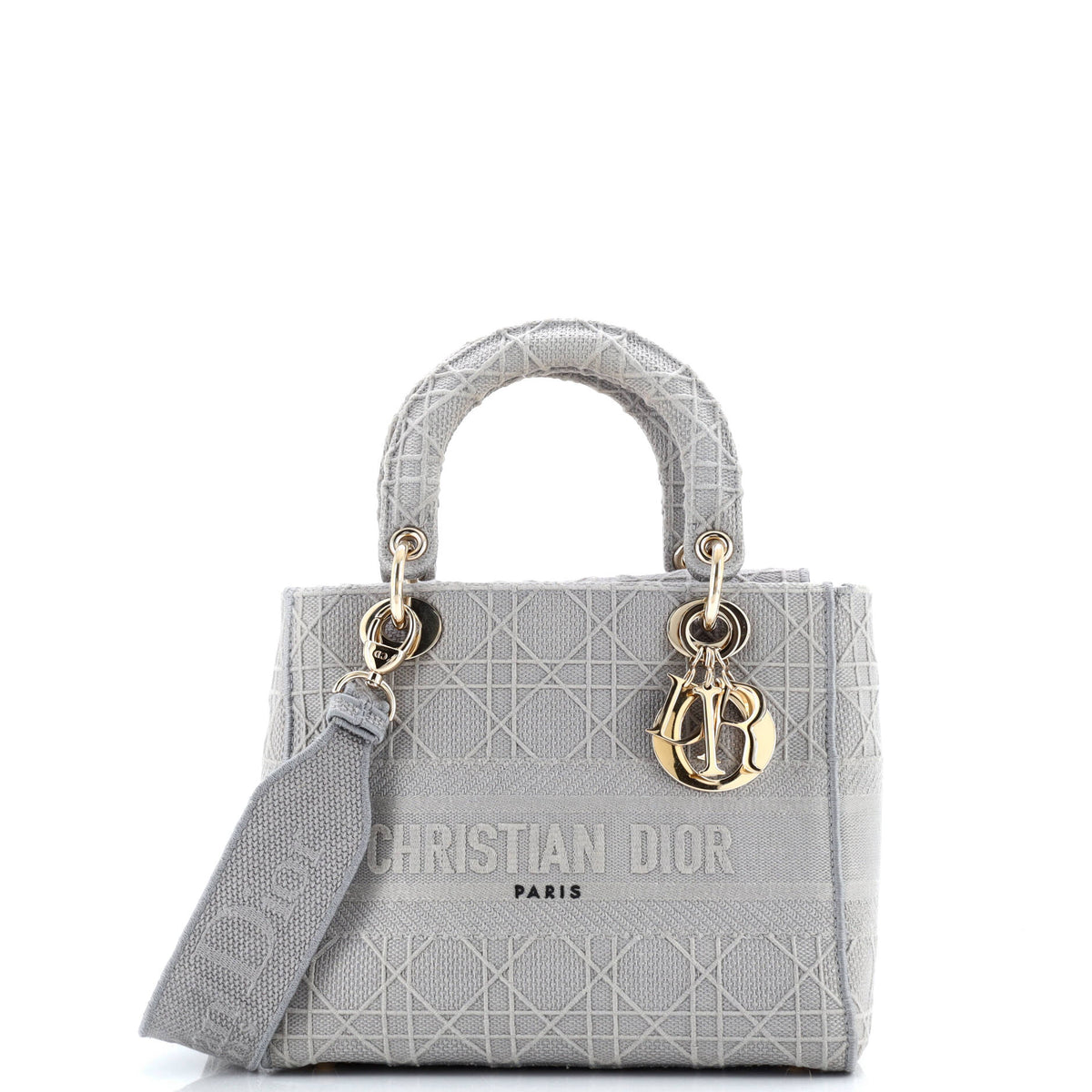 Christian Dior Lady D-Lite Bag Cannage Embroidered Canvas Medium