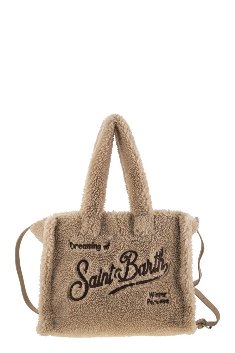 Mc2 Saint Barth Small Soft Sherpa Bag With Saint Barth Logo And Shoulder Strap in Camel | SOFS001