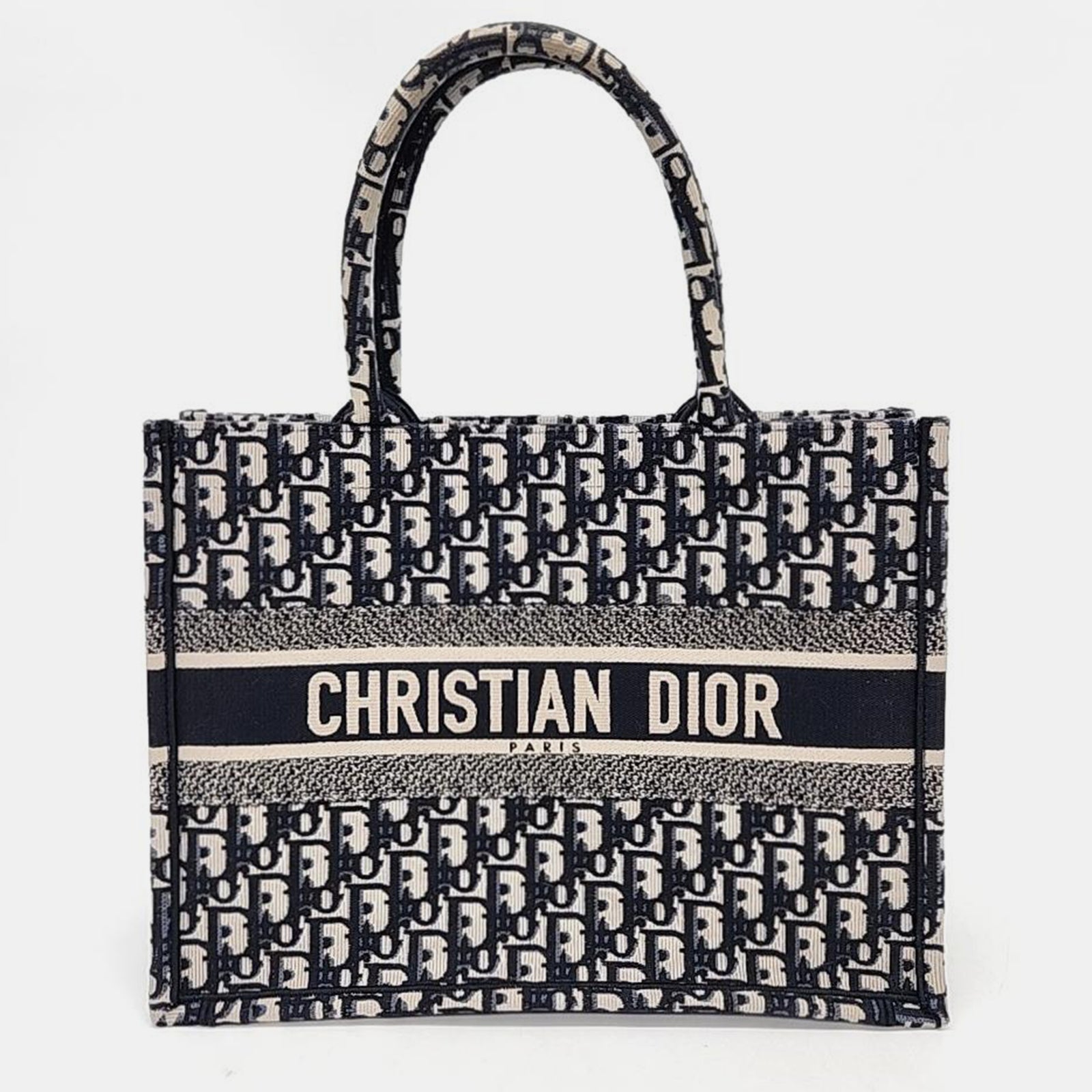 Dior Marineblaue schräge Einkaufstasche aus Canvas