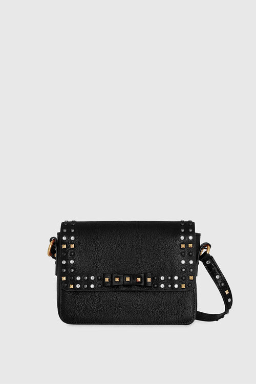 Rebecca Minkoff Bow Crossbody Bowie Studded Crossbody Bag In Black