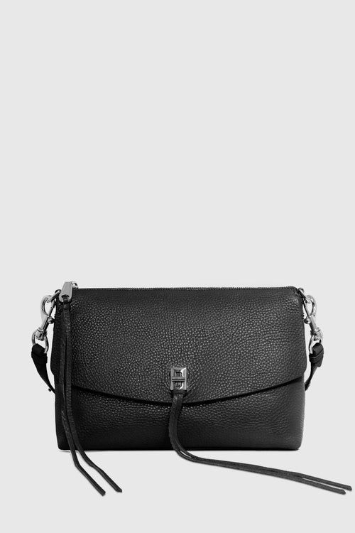 Rebecca Minkoff Darren Top Zip Shoulder Bag In Black/Silver