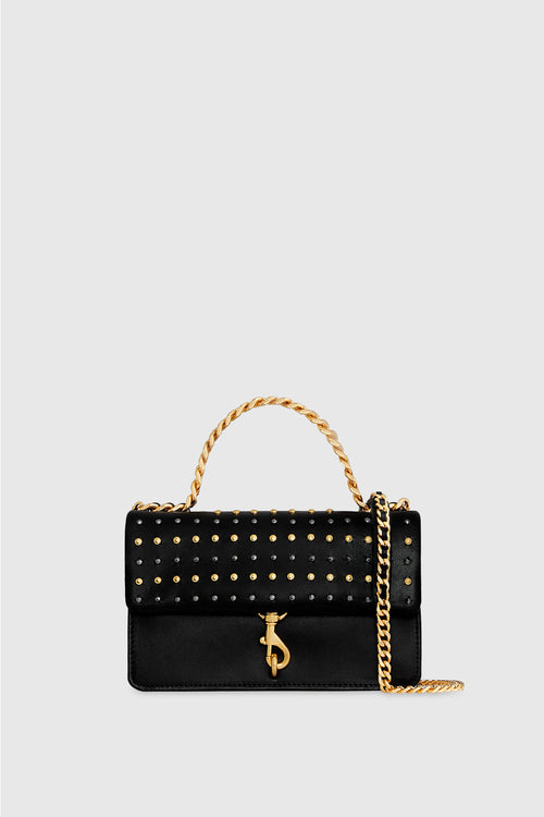 Rebecca Minkoff Edie Studded Mini Chain Crossbody Edie Studded Mini Crossbody On A Chain Bag In Black