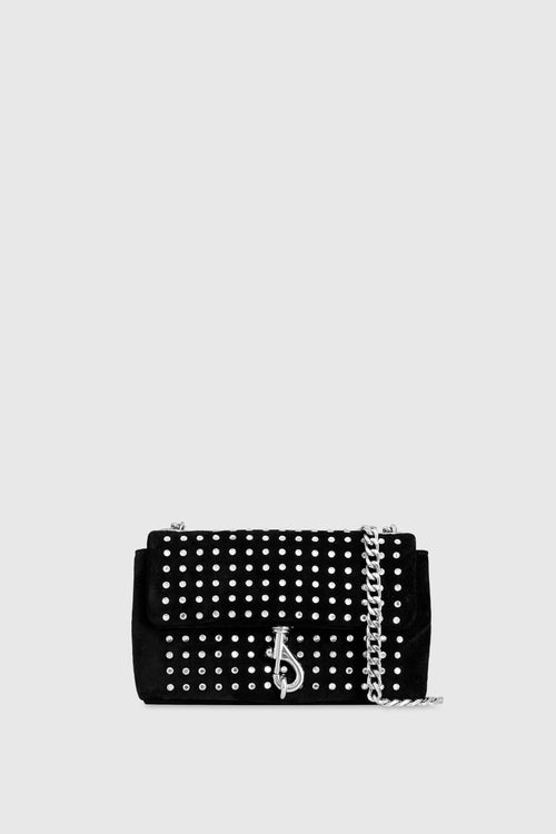 Rebecca Minkoff Edie Date Night Crossbody With Crystal Studs Bag In Black/Clear Crystals