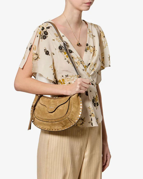 Isabel Marant Bayia Shoulder Studded Suede Shoulder Bag - Taupe