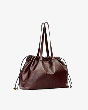 Isabel Marant Bayia Shoulder Gathered Leather Shoulder Bag - Burgundy
