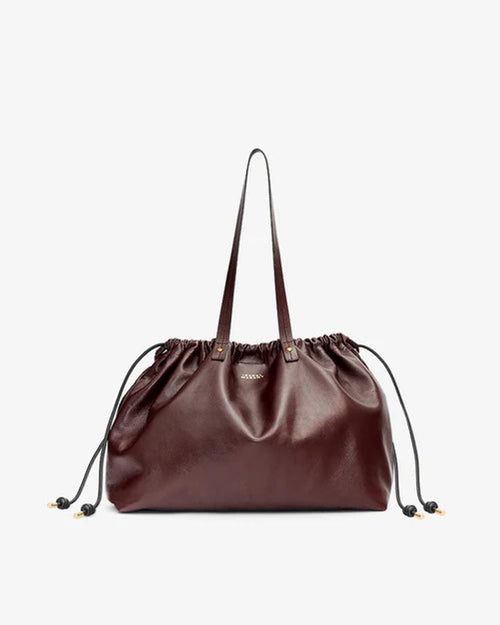 Isabel Marant Bayia Shoulder Gathered Leather Shoulder Bag - Burgundy