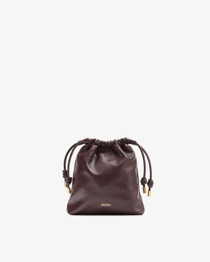 Isabel Marant Silven Mini Leather Drawstring Mini Bag - Burgundy