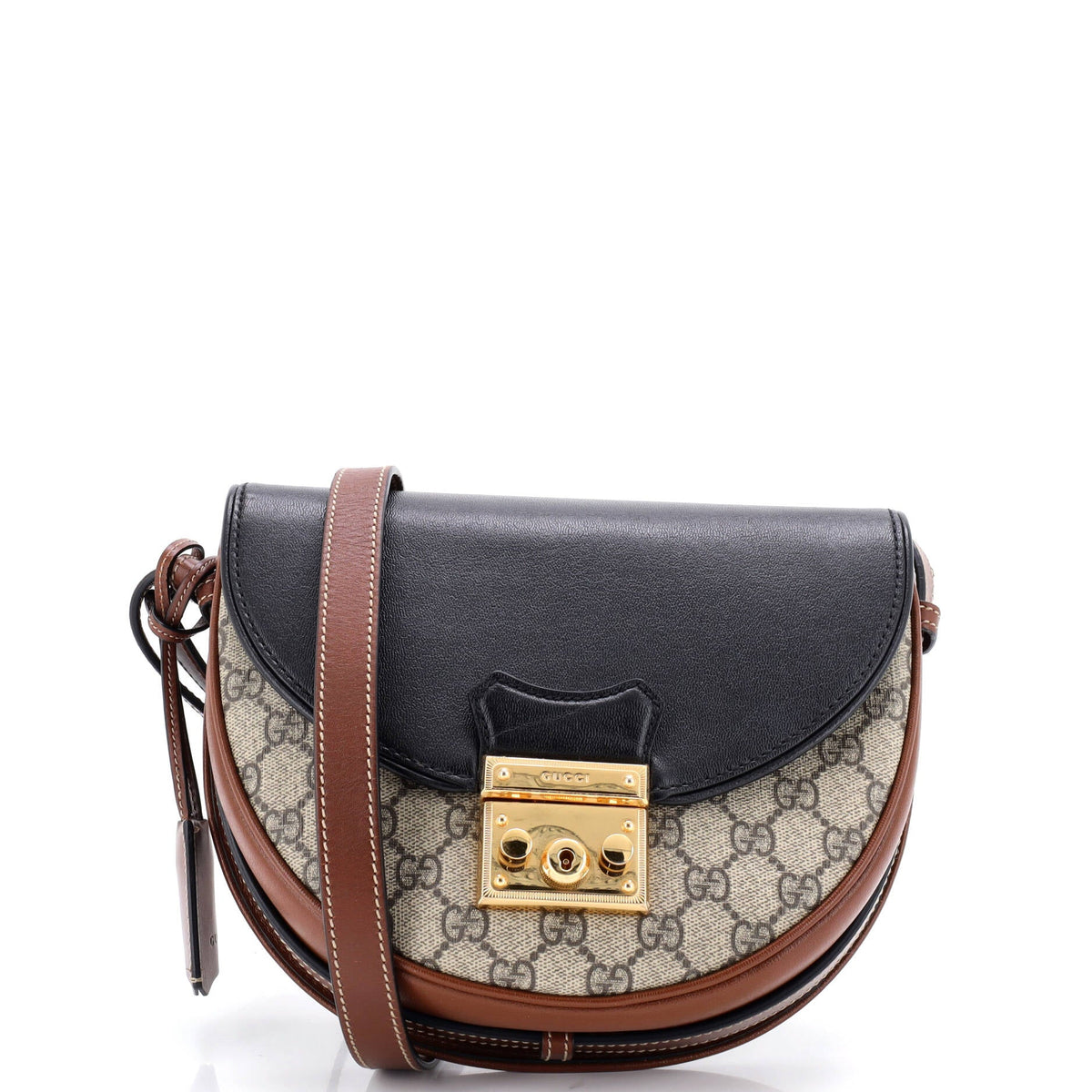 Gucci GUCCI Padlock Saddle Shoulder Bag GG Coated Canvas and Leather Small