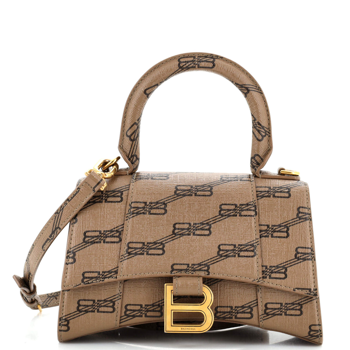 Balenciaga Hourglass Top Handle Bag BB Coated Canvas Small