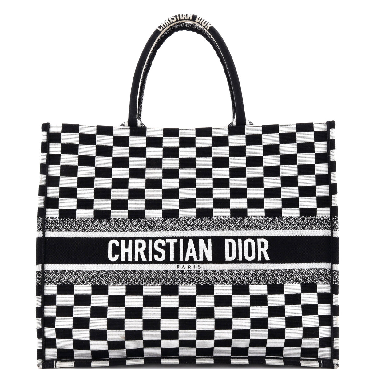 Christian Dior Book Tote Embroidered Canvas Large