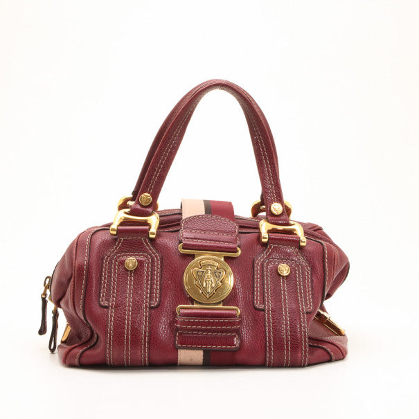 Gucci Maroon Leather Aviatrix Medium Boston Satchel