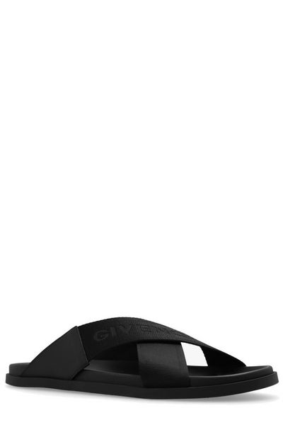 Givenchy Men's G Plage Sandals With Crossed Straps In W in Black | Size 41 | BH301ZH1H5
