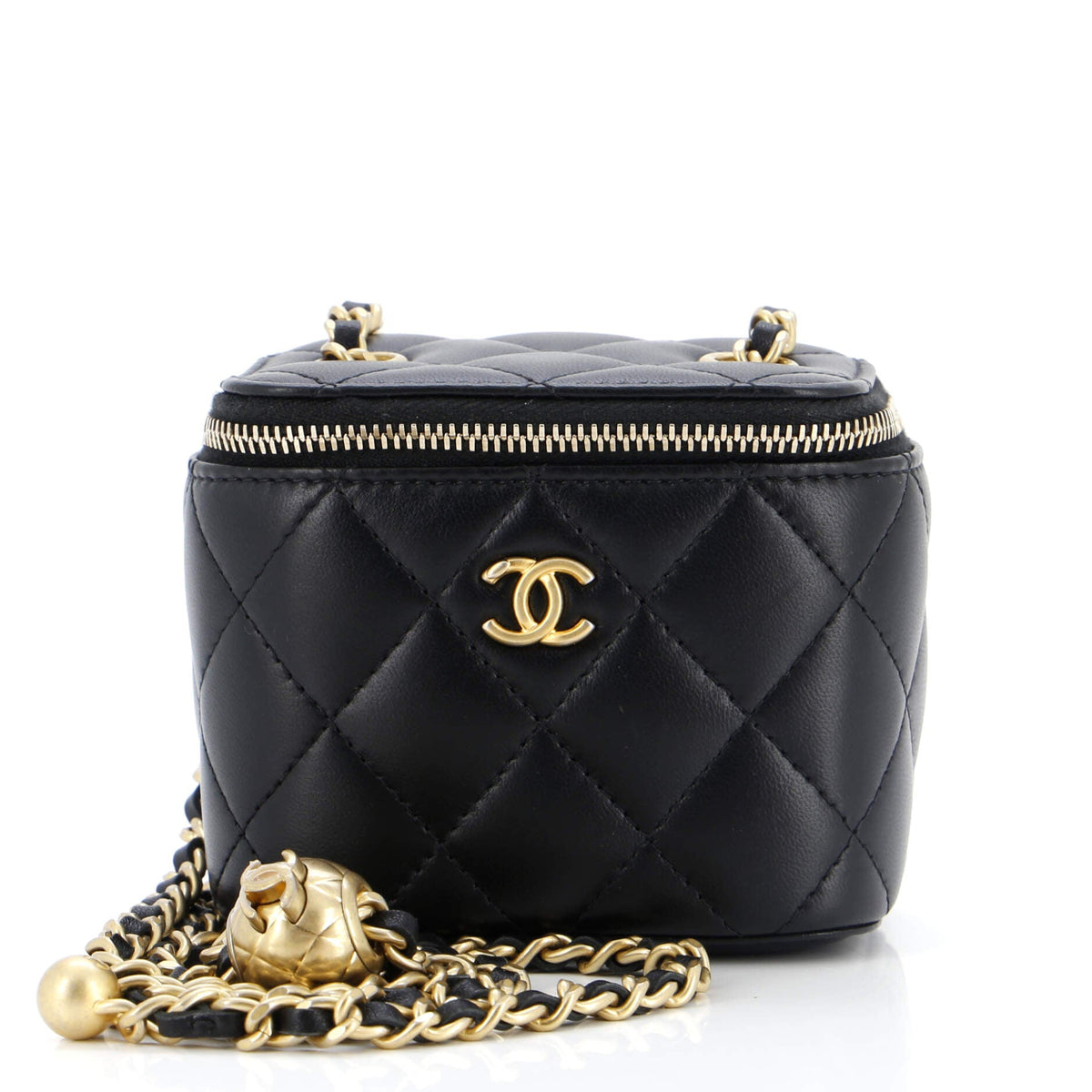 Chanel CHANEL Pearl Crush Vanity Case with Chain Quilted Lambskin Mini