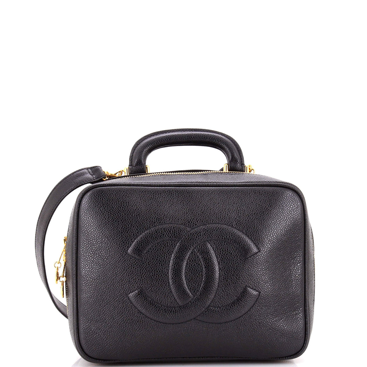 Chanel CHANEL Vintage Timeless Zip Around Vanity Case Caviar Small