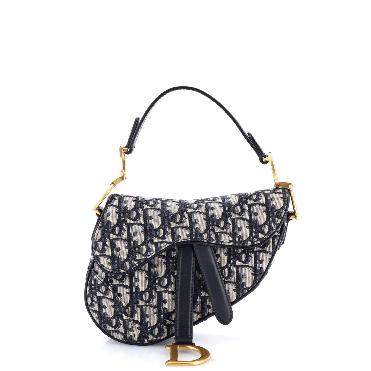 Christian Dior Saddle Handbag with Strap Oblique Canvas Mini