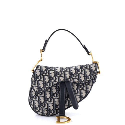 Saddle Handbag with Strap Oblique Canvas Mini