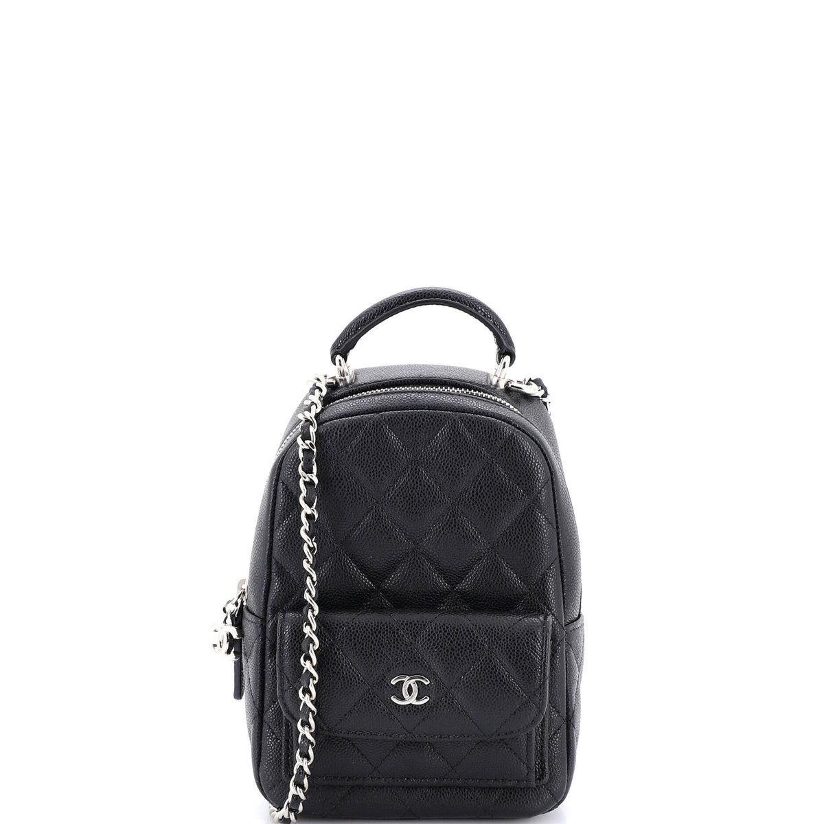 Chanel CHANEL Classic CC Chain Pocket Backpack Quilted Caviar Mini
