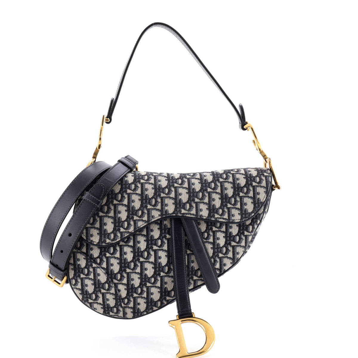 Christian Dior Saddle Handbag with Strap Oblique Canvas Medium