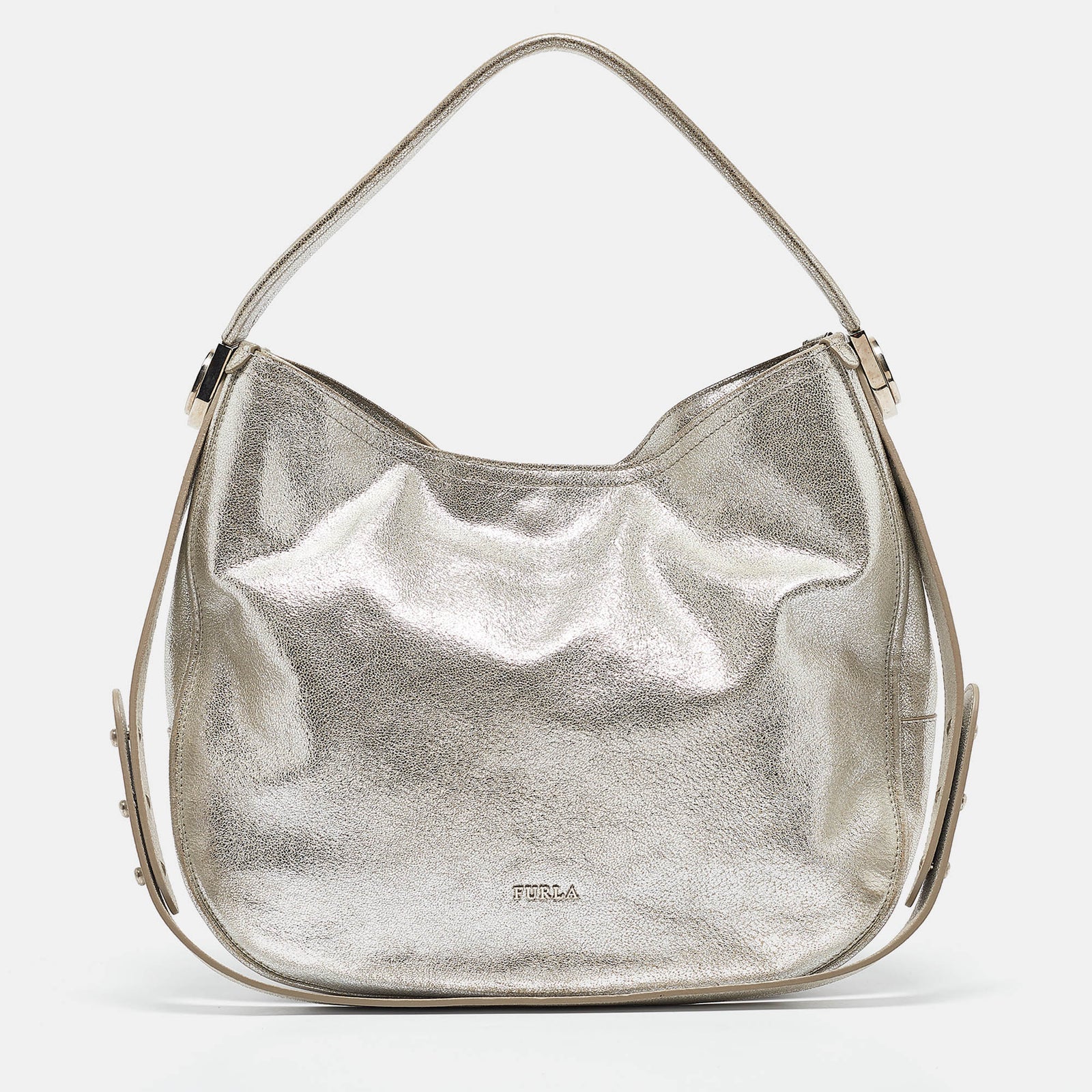 Furla Silver Leather Hobo