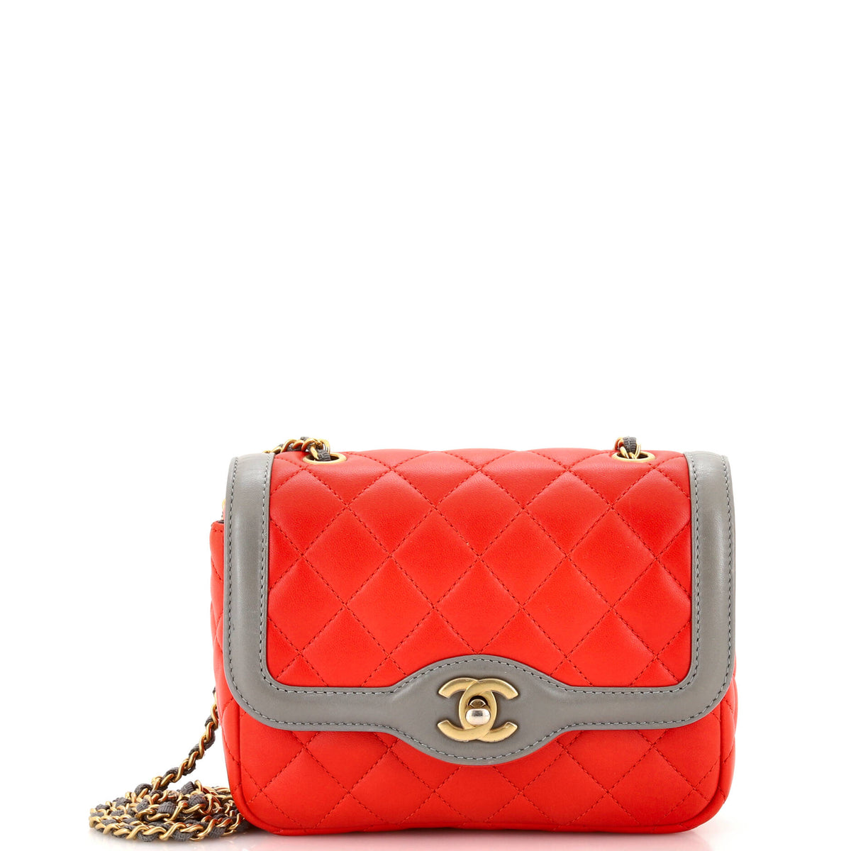 Chanel CHANEL Two Tone Flap Bag Quilted Lambskin Mini