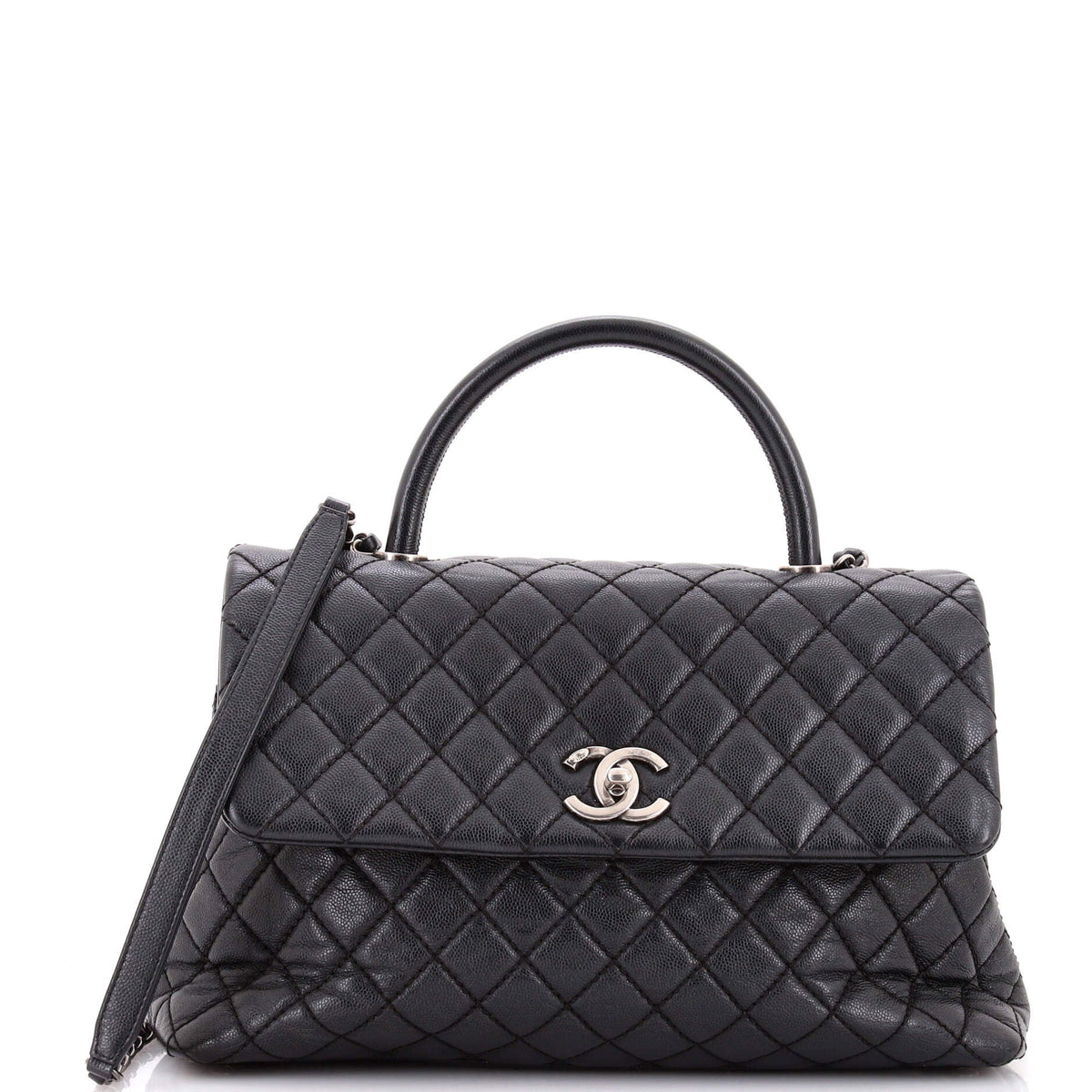 Chanel CHANEL Coco Top Handle Bag Quilted Caviar Medium