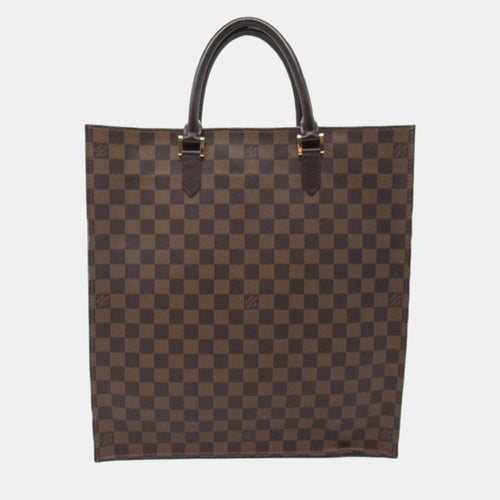 Brown Canvas Sac Plat Tote Bag