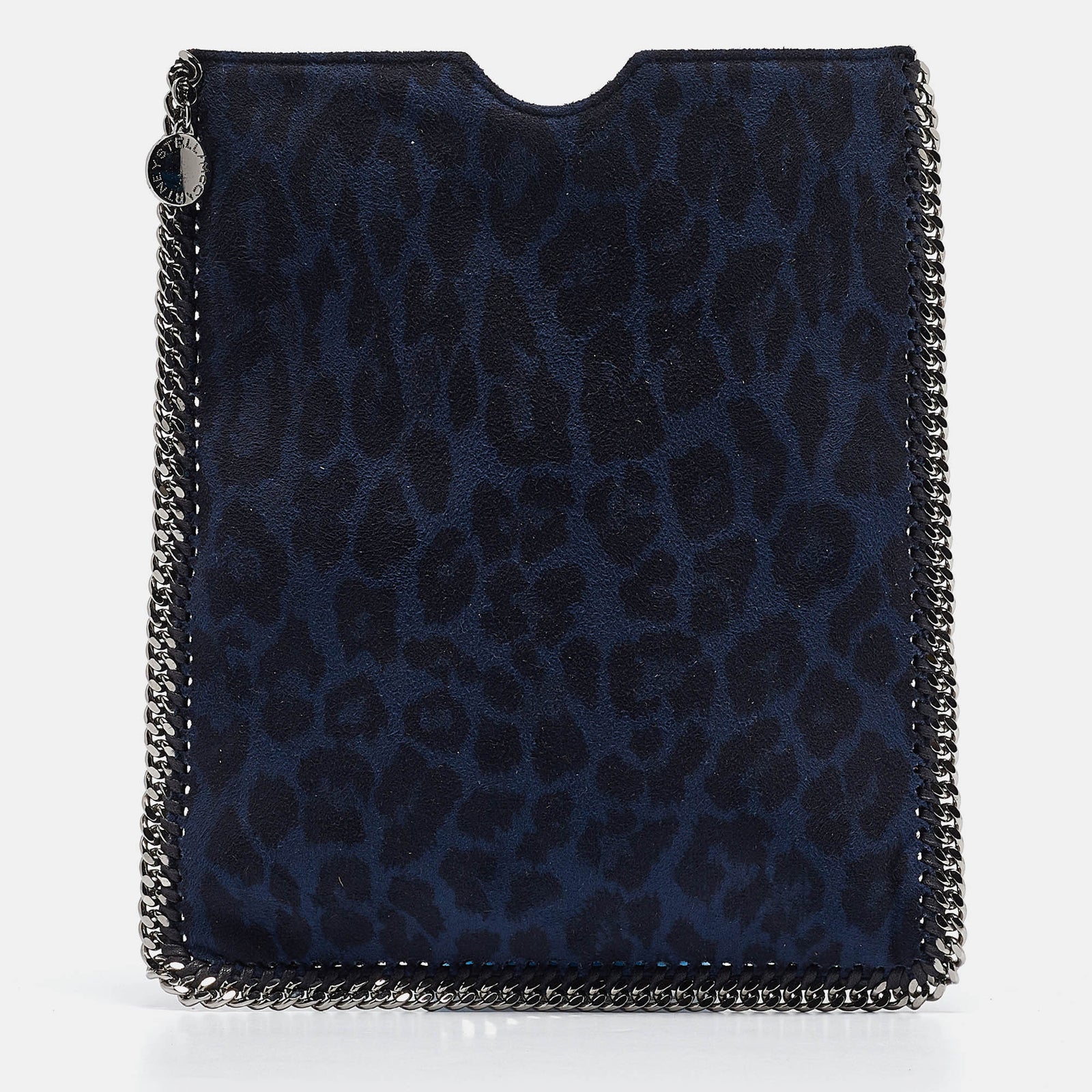 Stella McCartney Black/Blue Leopard Print Faux Suede Falabella iPad Case