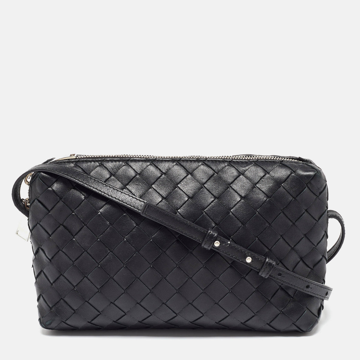 Bottega Veneta Black Intrecciato Leather Crossbody Bag