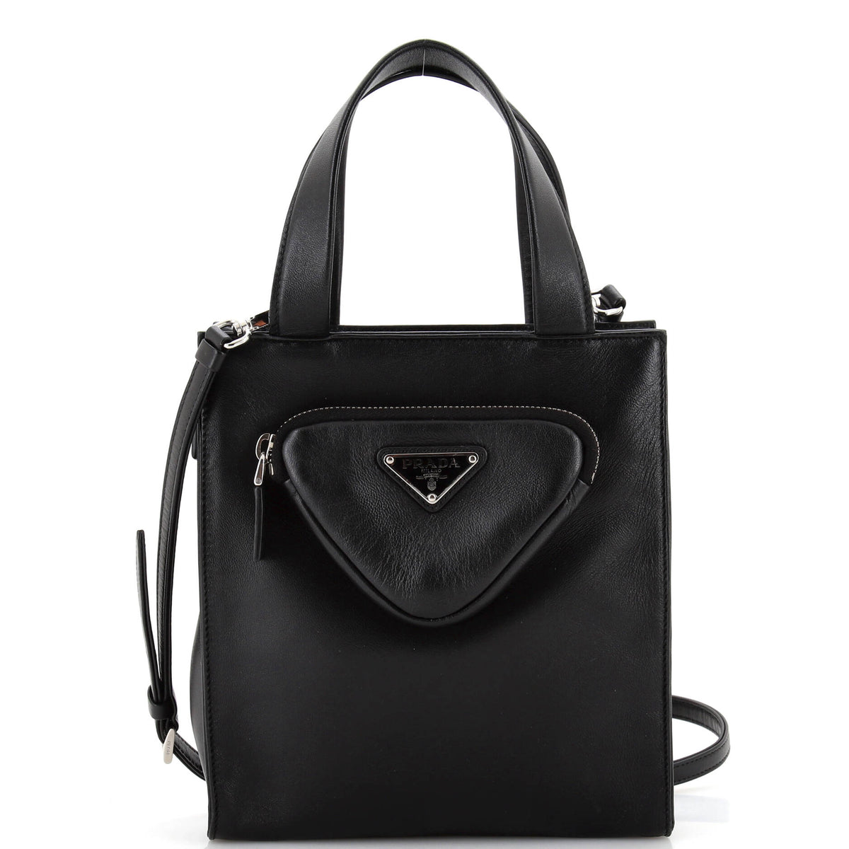Prada PRADA Convertible Triangle Pocket Shopping Tote Nappa Leather Mini