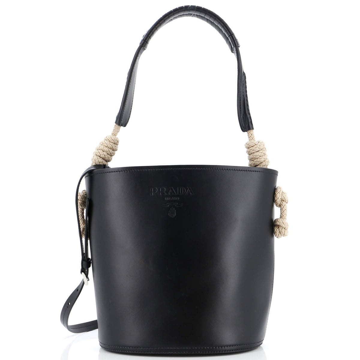 Prada PRADA Tambour Bucket Bag Leather with Rope Detail Medium