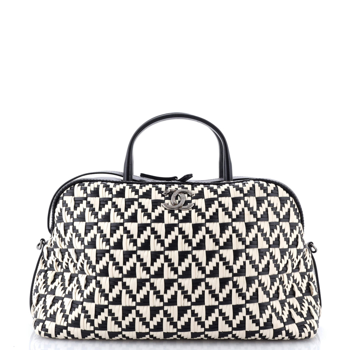 Chanel CHANEL Convertible Chain Bowler Bag Woven Calfskin Large
