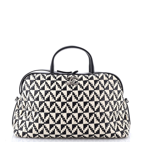 CHANEL Convertible Chain Bowler Bag Woven Calfskin Large