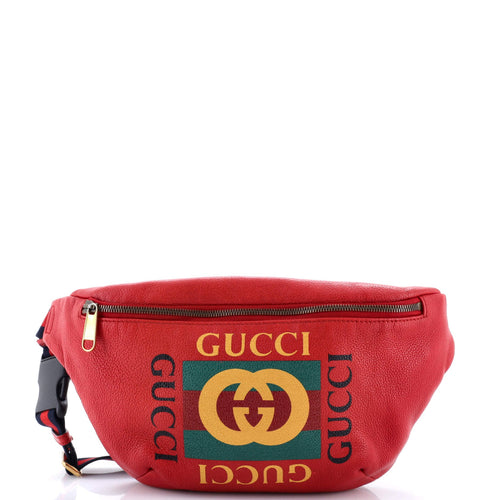 GUCCI Logo Belt Bag Printed Leather Medium