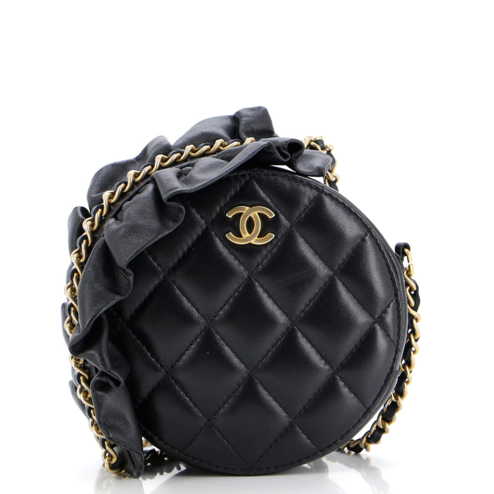 CHANEL Romance Round Clutch with Chain Quilted Lambskin